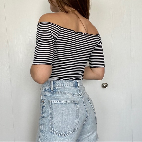 Striped Off The Shoulder Top - Picture 2 of 3